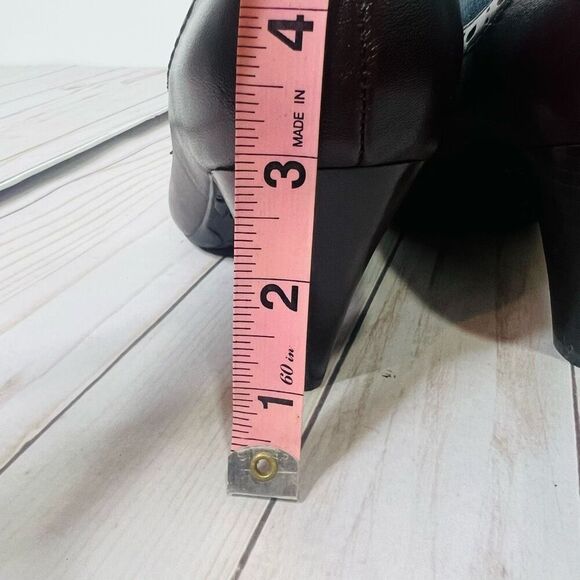 Clark’s Indigo Mahogany Leather Pump Heels Ankle Booties - Picture 10 of 12